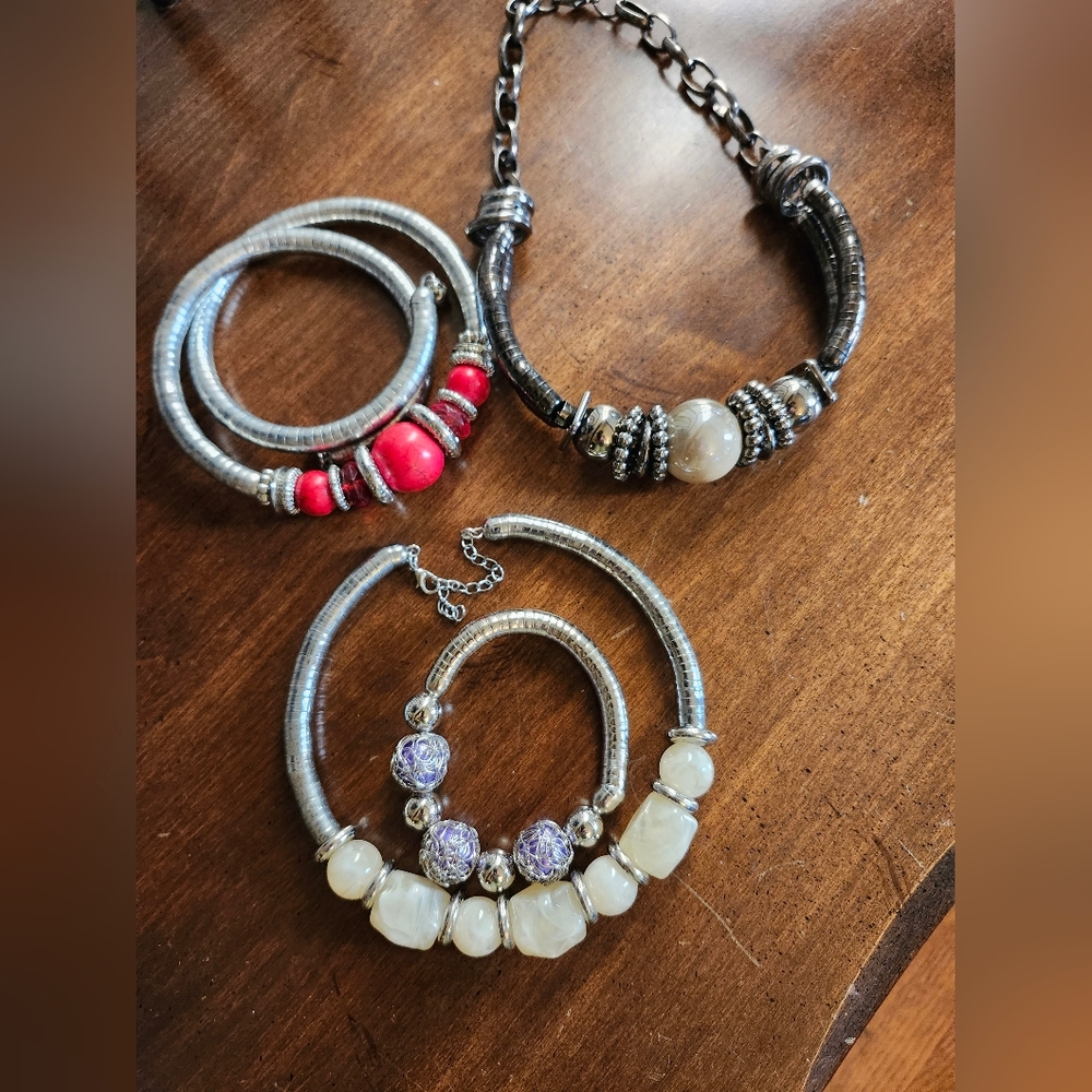 Choker style serpentine necklaces.  Price is for 3 plus one bracelet.